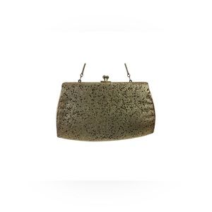 Vintage Gold Sparkle Evening Bag with Small Snake Chain Gold Lining  So Pretty!